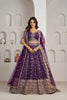 Luxury Purple Silk Embroidered Designer Lehenga Choli with Soft Net Dupatta for Wedding