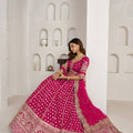 Stylish Rani Pink Silk Embroidered Designer Lehenga Choli with Soft Net Dupatta for Wedding