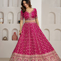 Stylish Rani Pink Silk Embroidered Designer Lehenga Choli with Soft Net Dupatta for Wedding