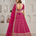 Stylish Rani Pink Silk Embroidered Designer Lehenga Choli with Soft Net Dupatta for Wedding