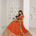 Vibrant Orange Silk Embroidered Designer Lehenga Choli with Soft Net Dupatta for Wedding