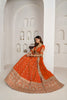 Vibrant Orange Silk Embroidered Designer Lehenga Choli with Soft Net Dupatta for Wedding