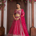 Superb Rani Pink Silk Embroidered Designer Lehenga Choli with Soft Net Dupatta for Wedding