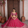 Superb Rani Pink Silk Embroidered Designer Lehenga Choli with Soft Net Dupatta for Wedding