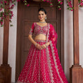 Superb Rani Pink Silk Embroidered Designer Lehenga Choli with Soft Net Dupatta for Wedding