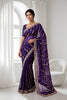 Royal Purple Space Silk Sequins Cutdana Hand Work Saree for Wedding