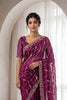Gracefull Burgundy Space Silk Sequins Cutdana Hand Work Saree for Wedding