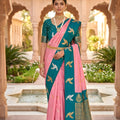 Luxury Pink Soft Silk Woven Designer Saree for Wedding