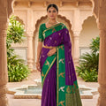 Luxury Purple Soft Silk Woven Designer Saree for Wedding