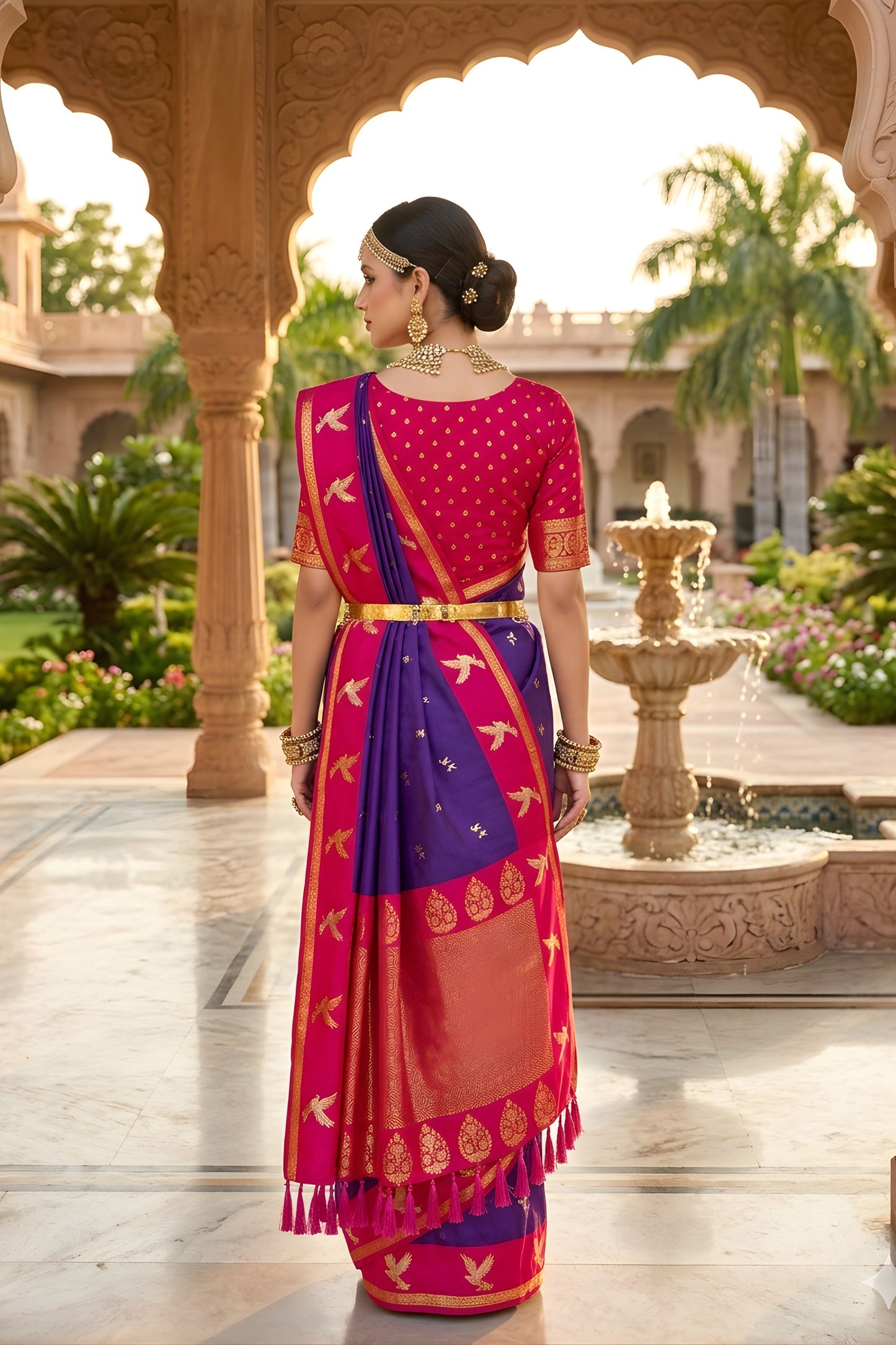 Royal Purple Soft Silk Designer Saree with Rich Zari Pallu for Wedding