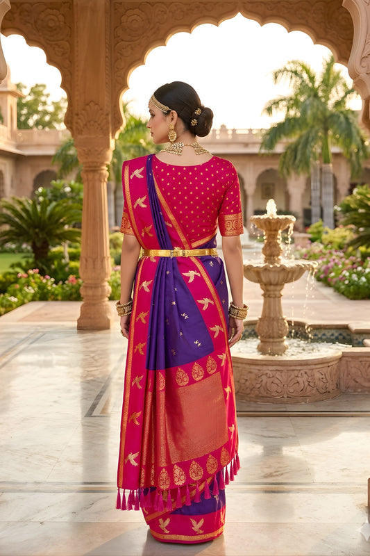 Royal Purple Soft Silk Designer Saree with Rich Zari Pallu for Wedding