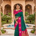 Vibrant Teal Green Soft Silk Woven Designer Saree for Wedding