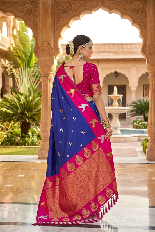 Royal Blue Soft Silk Woven Designer Saree for Wedding