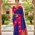 Royal Blue Soft Silk Woven Designer Saree for Wedding