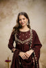 Elegant Wine Vichitra Silk Anarkali Suit Embroidery Work Dupatta
