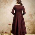 Elegant Wine Vichitra Silk Anarkali Suit Embroidery Work Dupatta