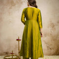 Gracefull Olive Green Vichitra Silk Anarkali Suit Embroidery Work and Dupatta