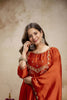 Stylish Rust Orange Vichitra Silk Anarkali Suit Embroidery Work Dupatta