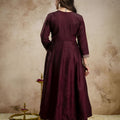 Vibrant Wine Vichitra Silk Anarkali Suit Heavy Embroidery Work and Dupatta