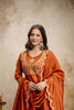 Gracefull Rust Orange Vichitra Silk Anarkali Suit Heavy Embroidery Work and Dupatta