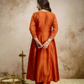 Gracefull Rust Orange Vichitra Silk Anarkali Suit Heavy Embroidery Work and Dupatta
