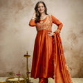 Gracefull Rust Orange Vichitra Silk Anarkali Suit Heavy Embroidery Work and Dupatta