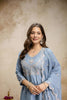 Stylish Sky Blue Vichitra Silk Anarkali Suit Heavy Embroidery Work and Dupatta
