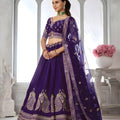Royal Purple Silk Designer Lehenga Choli with Heavy Embroidery Work and Net Dupatta for Wedding