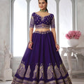 Royal Purple Silk Designer Lehenga Choli with Heavy Embroidery Work and Net Dupatta for Wedding