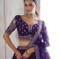 Royal Purple Silk Designer Lehenga Choli with Heavy Embroidery Work and Net Dupatta for Wedding