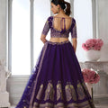 Royal Purple Silk Designer Lehenga Choli with Heavy Embroidery Work and Net Dupatta for Wedding