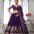 Royal Purple Silk Designer Lehenga Choli with Heavy Embroidery Work and Net Dupatta for Wedding
