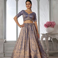 Elegant Lavender Kanjivaram Tissue Silk Designer Lehenga Choli with Designer Dupatta for Wedding