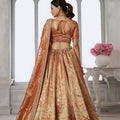 Stunning Rust Orange Kanjivaram Tissue Silk Designer Lehenga Choli with Designer Dupatta for Wedding