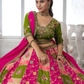 Grateful Multicolor Chinon Designer Lehenga Choli with Embroidery Work and Designer Dupatta for Wedding