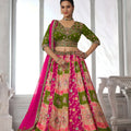 Grateful Multicolor Chinon Designer Lehenga Choli with Embroidery Work and Designer Dupatta for Wedding