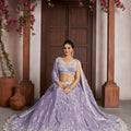 Awesome Lavender Jari Tissue Designer Lehenga Choli with Heavy Embroidery Work and Designer Dupatta