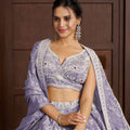 Awesome Lavender Jari Tissue Designer Lehenga Choli with Heavy Embroidery Work and Designer Dupatta