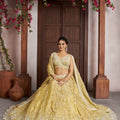 Beautiful Yellow Jari Tissue Designer Lehenga Choli with Heavy Embroidery Work and Designer Dupatta