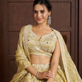 Beautiful Yellow Jari Tissue Designer Lehenga Choli with Heavy Embroidery Work and Designer Dupatta