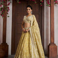 Beautiful Yellow Jari Tissue Designer Lehenga Choli with Heavy Embroidery Work and Designer Dupatta
