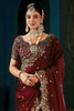 Royal Wine Fendy Satin Designer Embroidered Saree for Wedding