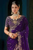 Vibrant Purple Fendy Satin Designer Embroidered Saree for Wedding
