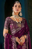 Royal Magenta Fendy Satin Designer Embroidered Saree for Wedding