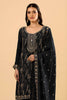 Elegant Black Fendy Silk Heavy Embroidery Work Sharara Suit Dupatta