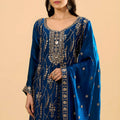 Royal Blue Fendy Silk Heavy Embroidery Work Sharara Suit Dupatta