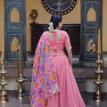 Stunning Pink Cosmos Silk Designer Lehenga Choli with Floral Printed Dupatta for Wedding