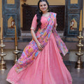 Stunning Pink Cosmos Silk Designer Lehenga Choli with Floral Printed Dupatta for Wedding