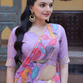 Amazing Lavender Cosmos Silk Designer Lehenga Choli with Floral Printed Dupatta for Wedding