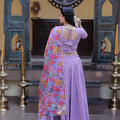 Amazing Lavender Cosmos Silk Designer Lehenga Choli with Floral Printed Dupatta for Wedding